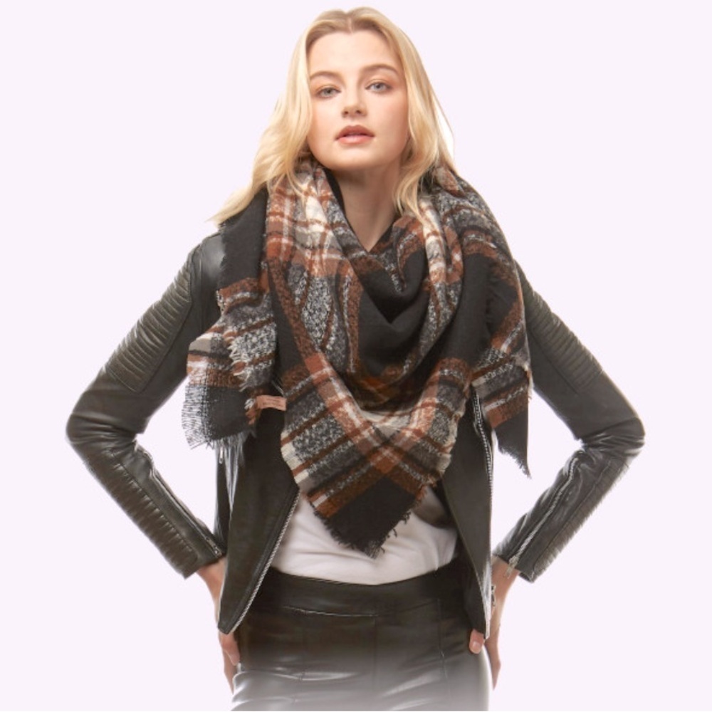 Fashion Apparel Square Plaid Blanket Scarf